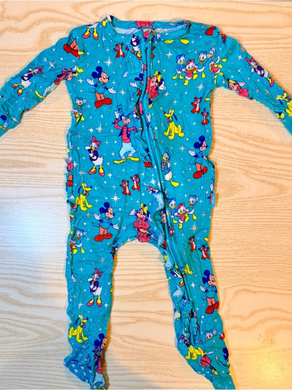 Posh Peanut Blue Disney Mickey &Friends Character Bamboo Footie Pajamas